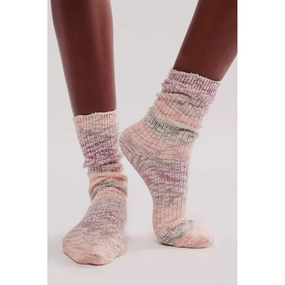 Free People Out Of This World Spacedye Socks Pink‎ Purple Combo NWT Crew Knit